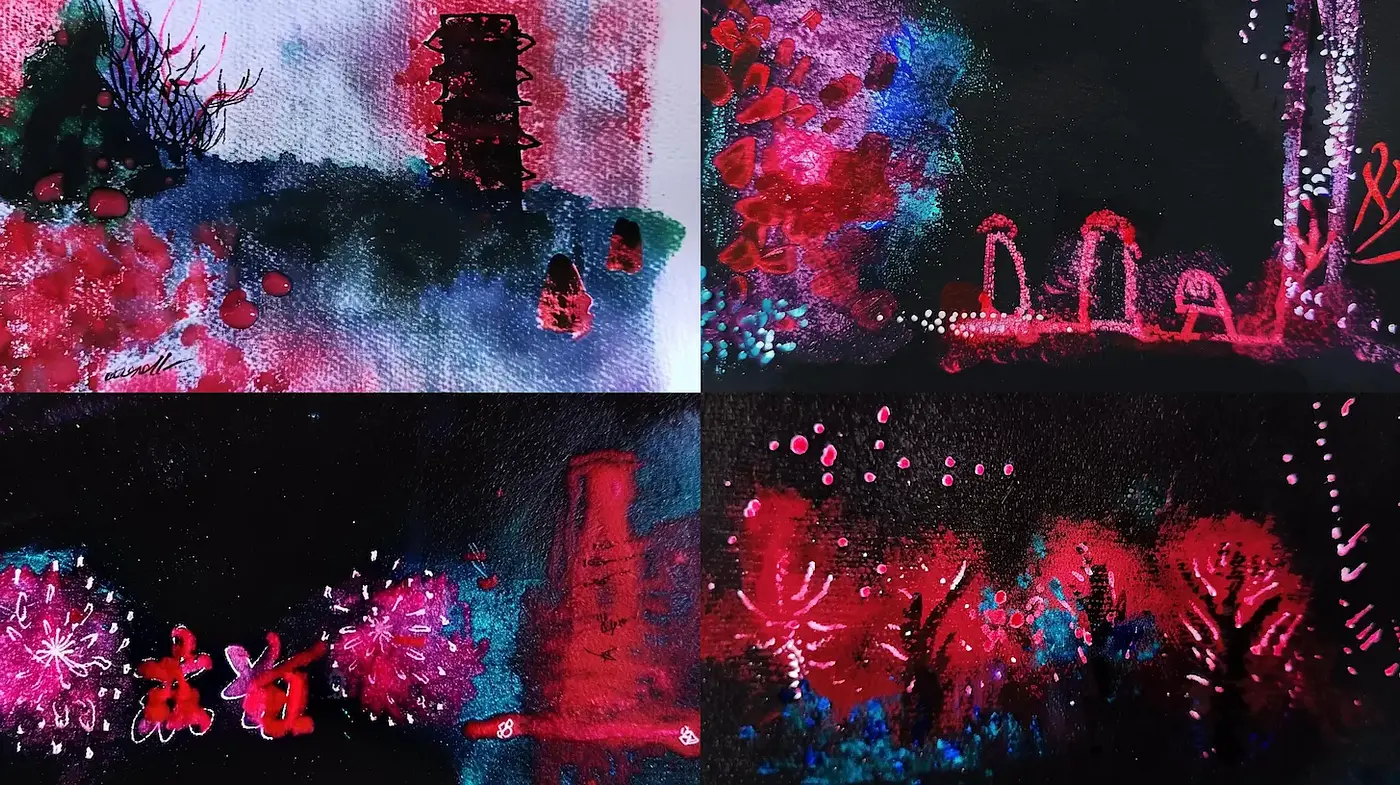 Ethereal Abstract Expressionism with Vibrant Contrasts - Midjourney sref style