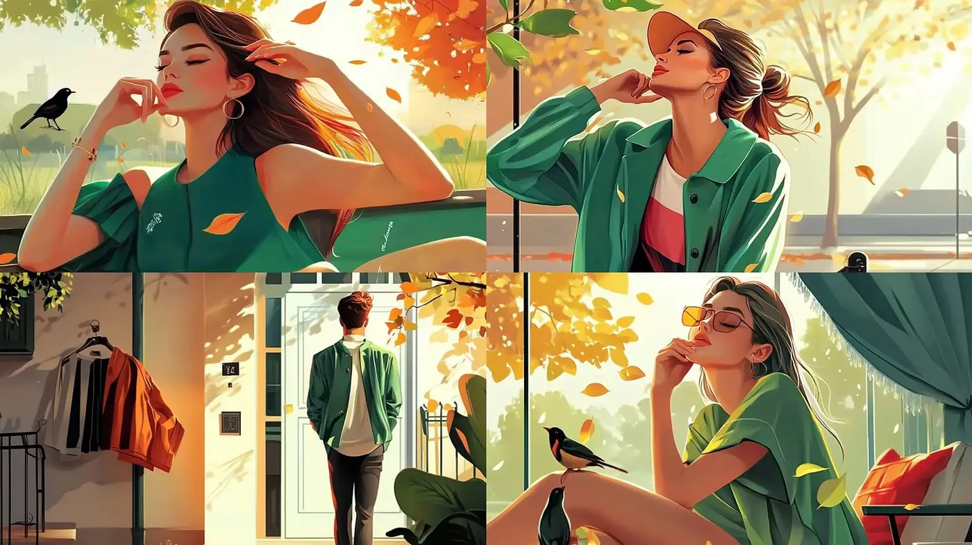 Autumn Serenity in Modern Digital Brushwork - Midjourney sref style