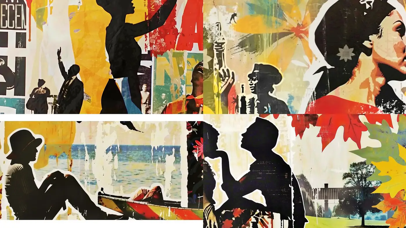 Retro Collage Essence with a Modern Graphic Novella Twist - Midjourney sref style