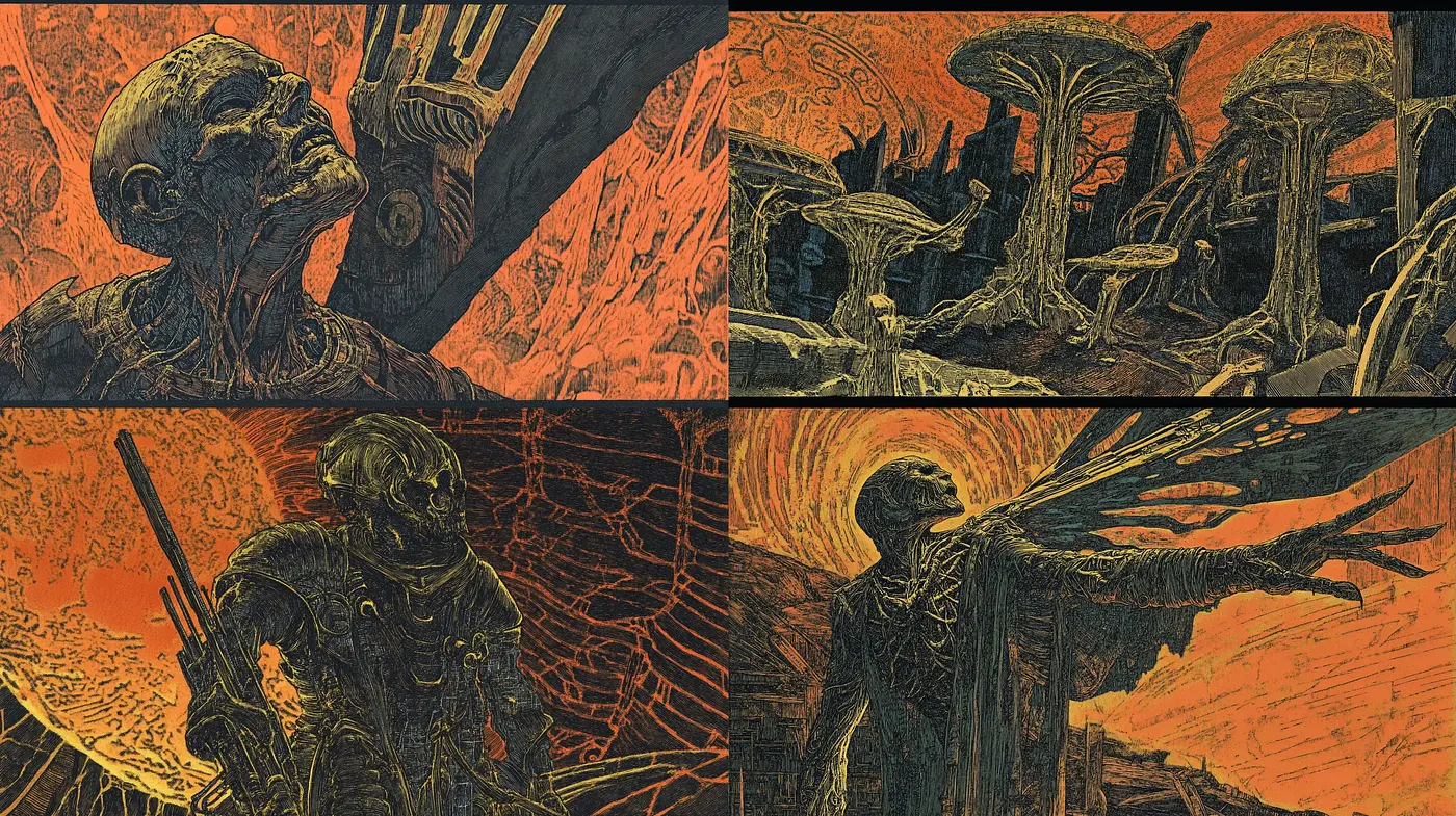 Eerie Gothic Woodcut Resurgence - Midjourney sref style
