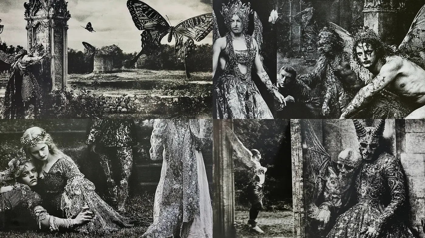 Ethereal Monochrome Mythos: A Pictorial Dance with Fantasy and Gothic Undertones - Midjourney sref style