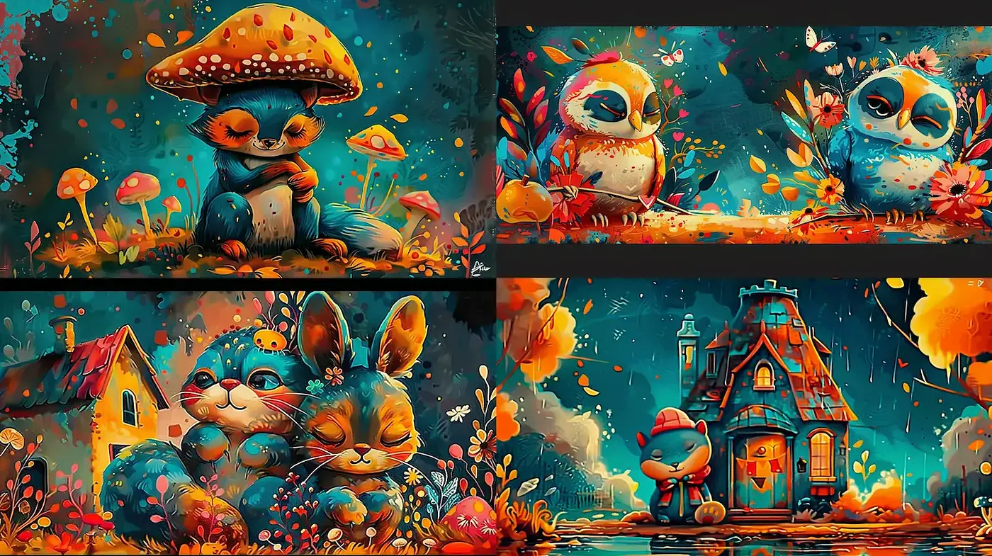 Charming Whimsical Illustrations with a Dreamlike Quality - Midjourney sref style