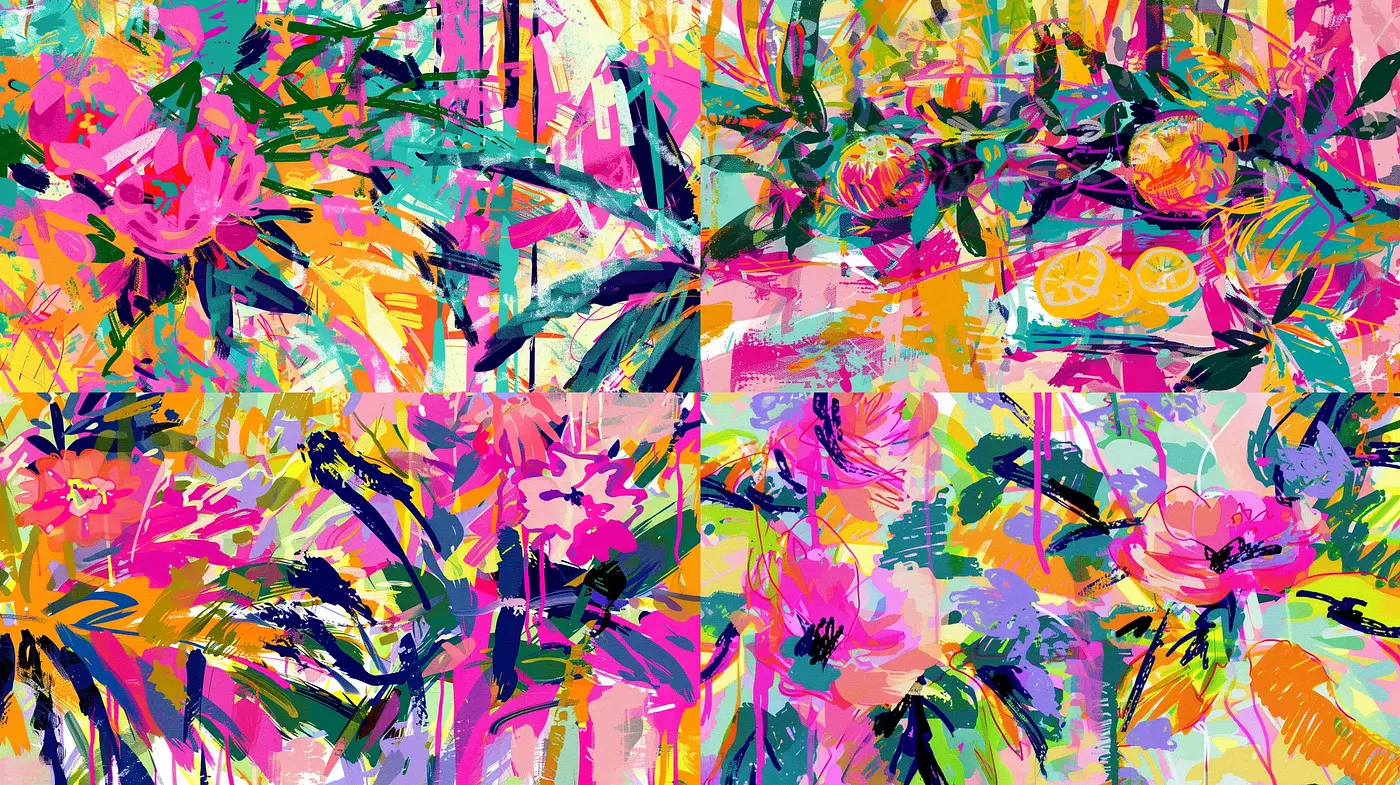 Vibrant Abstract Botanical Tapestry - Midjourney sref style