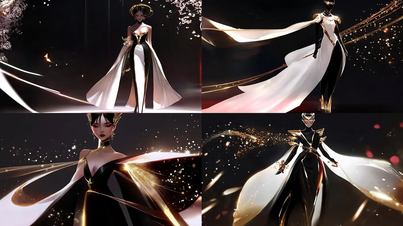 Ethereal Luminescence: A Study in Contrasting Elegance and Cosmic Aesthetics - Midjourney sref style