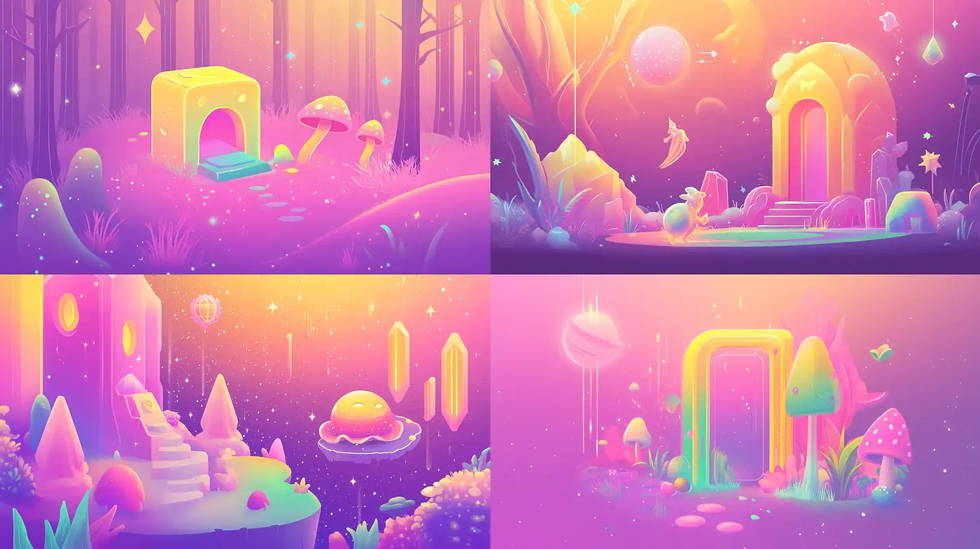 Enchanted Neon Wilderness: Dreamlike Fusion of Nature and Fantasy - Midjourney sref style