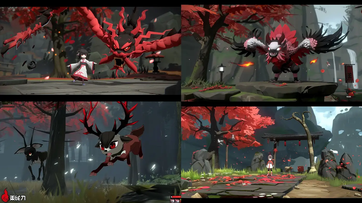 Ethereal Autumnal Harmony with Vivid Chromatics in a Stylized Gaming World - Midjourney sref style