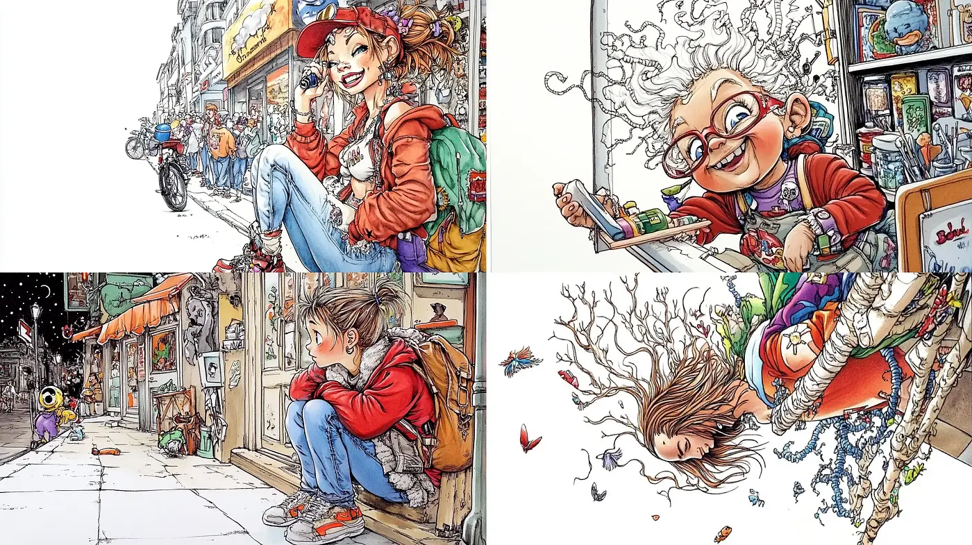Vibrant Storybook Illustration Collection with Whimsical Charm - Midjourney sref style