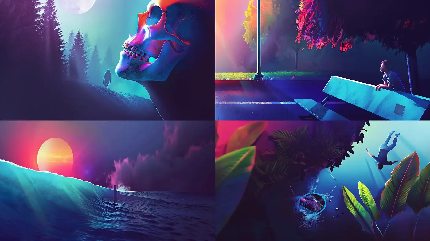 Surreal Dreamscapes: A Vivid Journey Through Ethereal Realms - Midjourney sref style