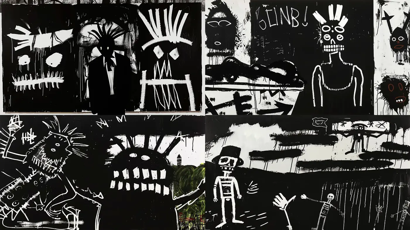 Abstract Primitivism in Monochrome - Midjourney sref style
