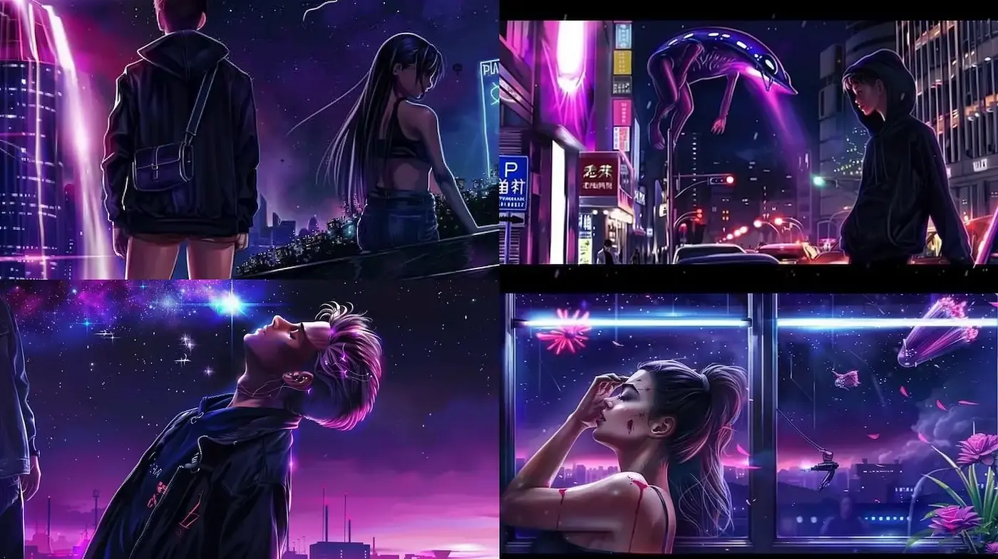 Futuristic Urban Aesthetic with Neon Elements - Midjourney sref style