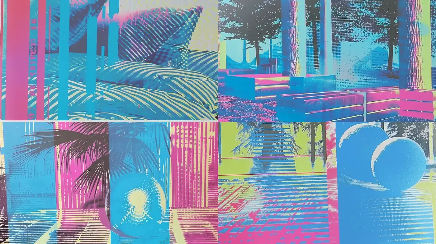 Vibrant Synthwave Aesthetic with Geometric Elements - Midjourney sref style