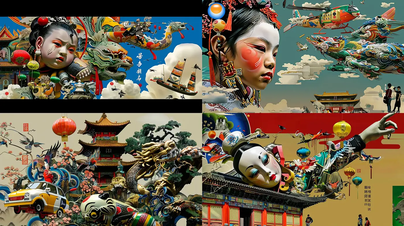 Ephemeral Synthesis of Eastern Mythology and Futurism - Midjourney sref style