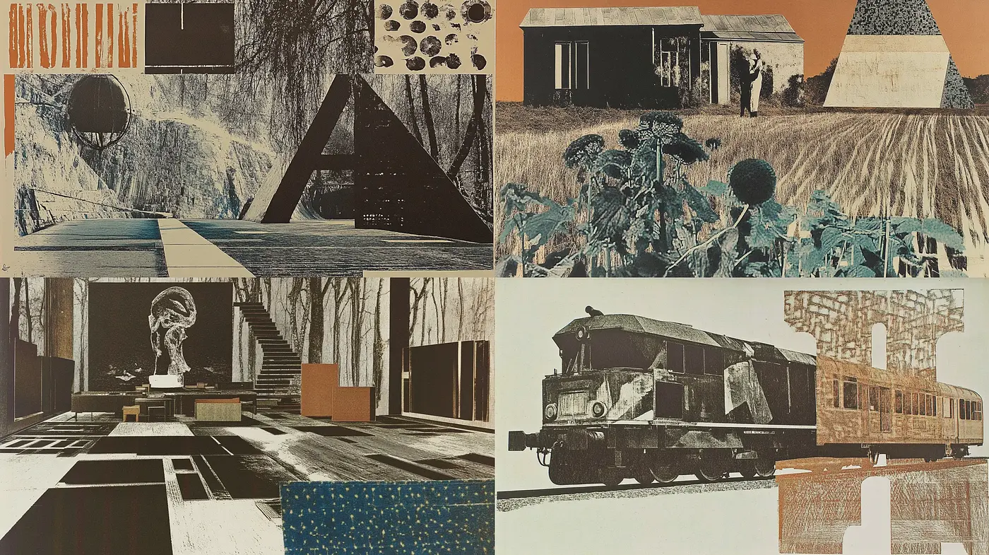 Textured Patchwork Fusion: A Blend of Collage and Vintage Print Aesthetics - Midjourney sref style