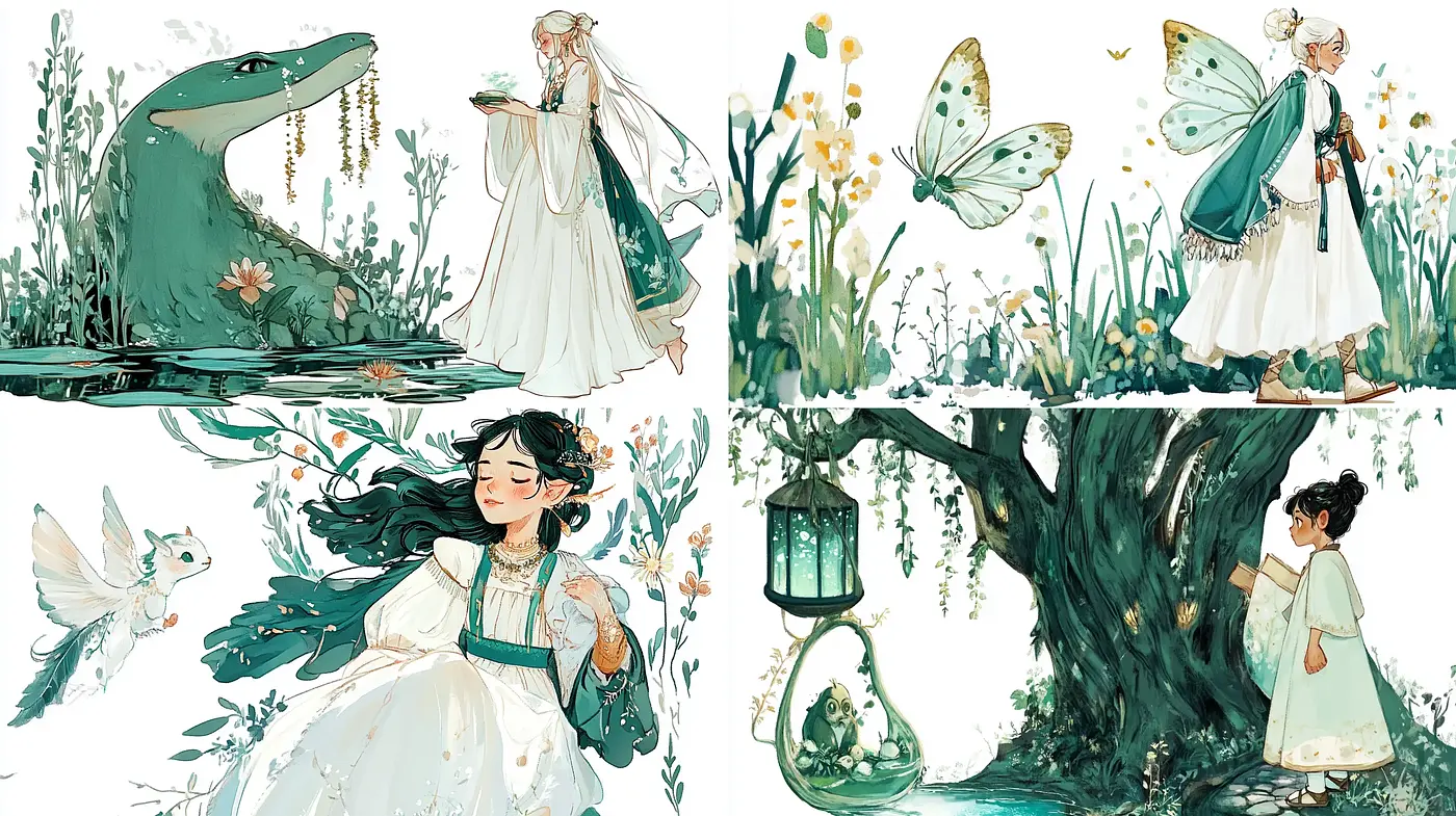 Whimsical Garden Dreamscape with Storybook Charm - Midjourney sref style