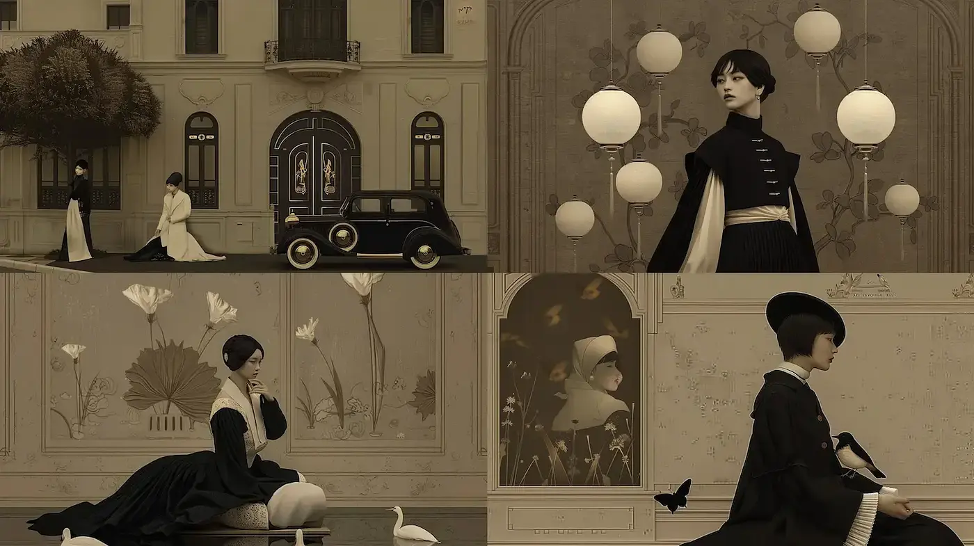 Evocative vintage aesthetics with artistic depth and rich textures - Midjourney sref style