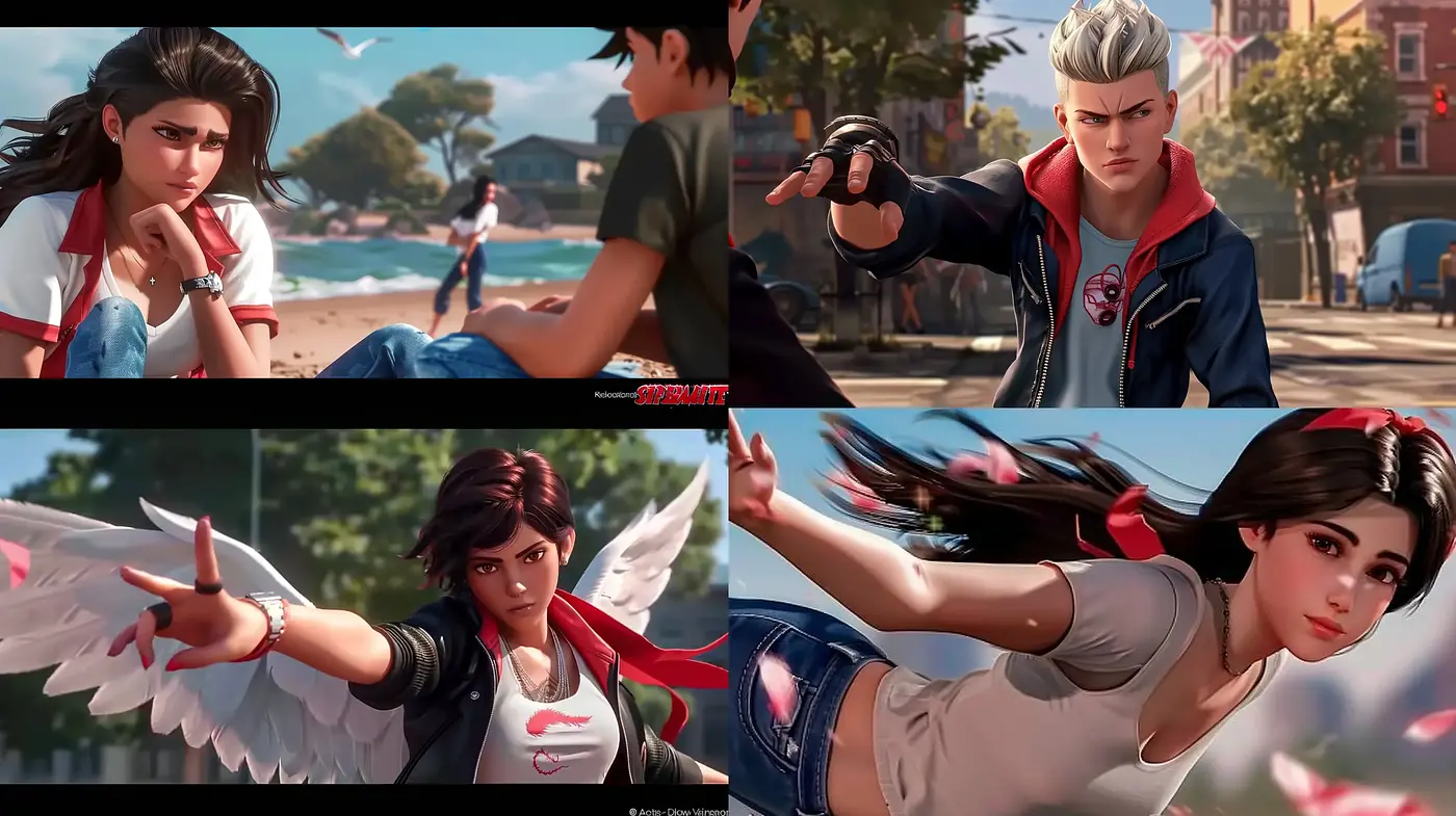 Cinematic Anime Fusion with Realistic Textures and Dynamic Composition - Midjourney sref style