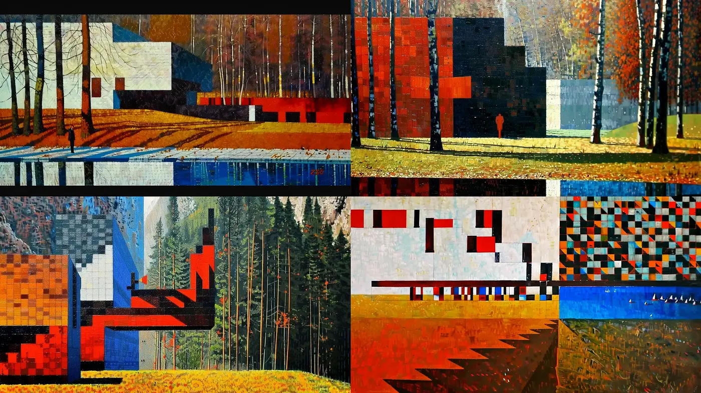 Abstract Geometric Forest Fusion - Midjourney sref style