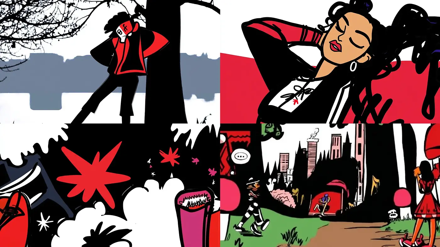 Bold Contrast Pop Art Fusion with Varied Textures - Midjourney sref style