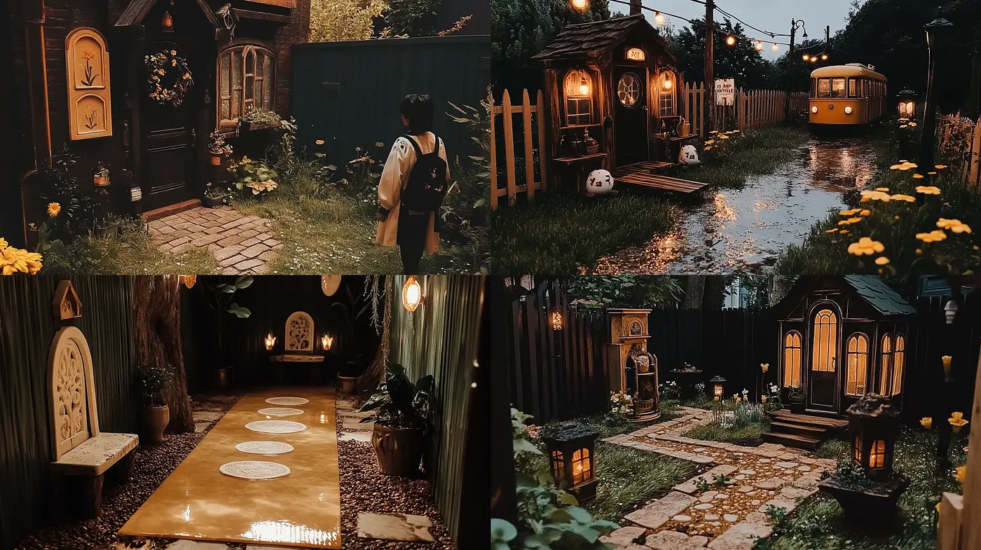 Twilight Elegance in a Whimsical Cinematic Garden - Midjourney sref style