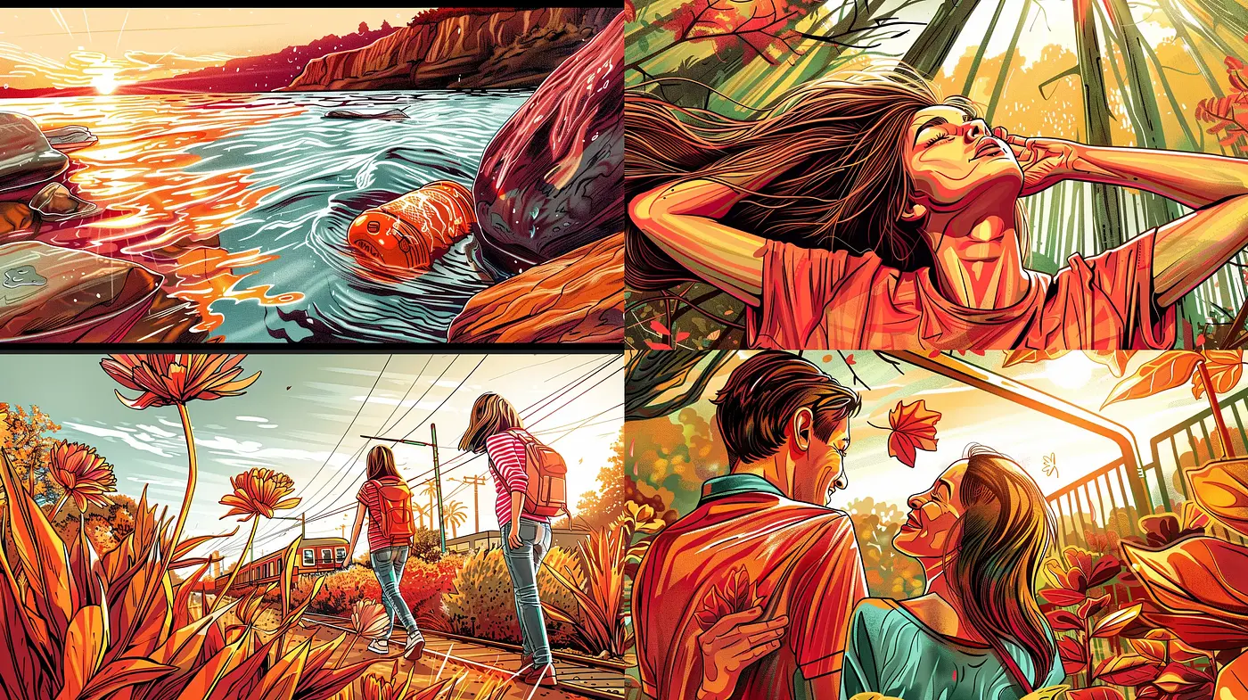 Warm-Toned, Vivid Illustrations with Expressive Brushwork and Dynamic Lighting - Midjourney sref style