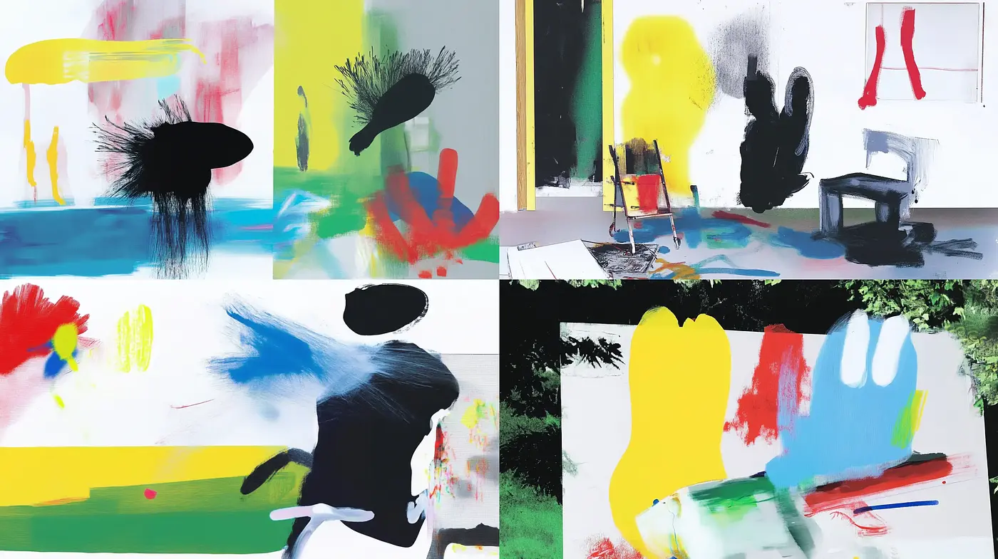 Abstract Expressionist Fusion with Dynamic Brushstrokes and Bold Color Contrasts - Midjourney sref style