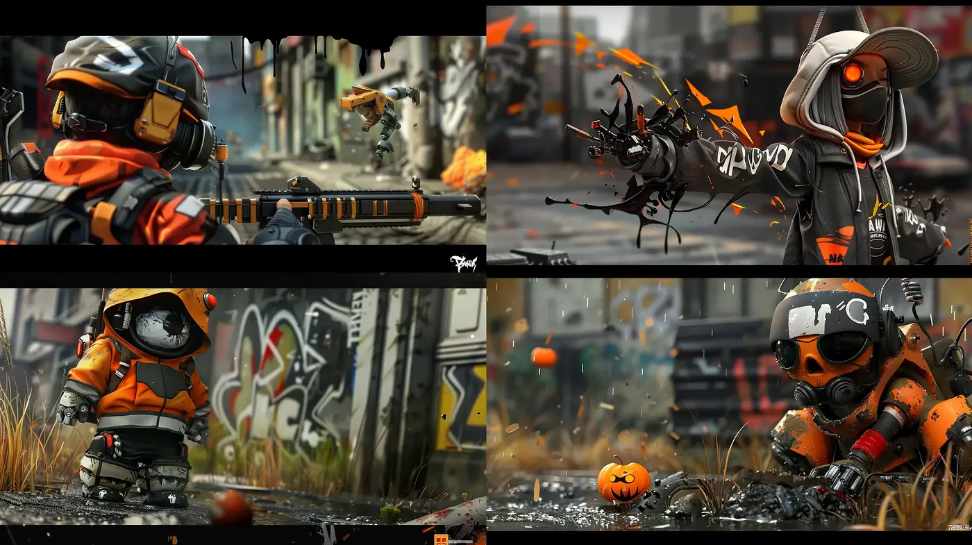 Urban Graffiti Dystopia with Vibrant Futuristic Overtones - Midjourney sref style