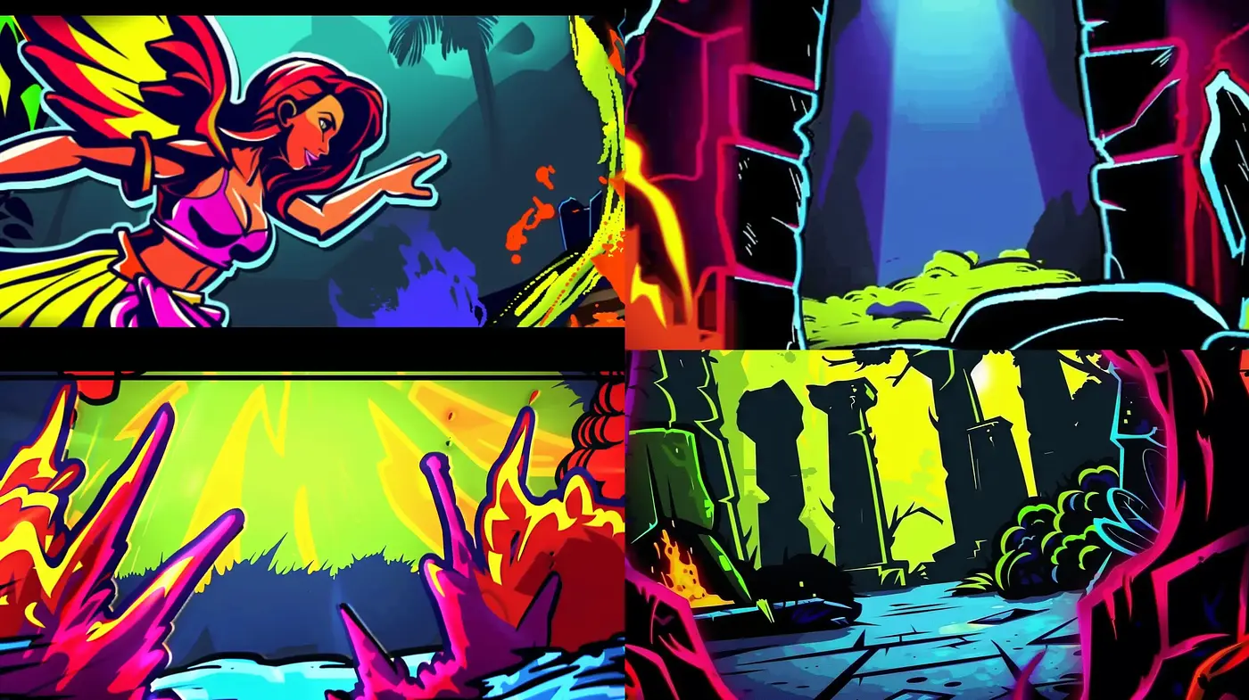 Neon-Chromatic Graphic Novel Elegance - Midjourney sref style