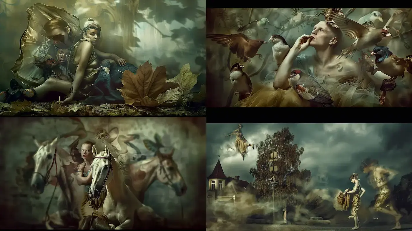 Surreal Dreamscape with Ethereal Overtones in Neutral Hues - Midjourney sref style