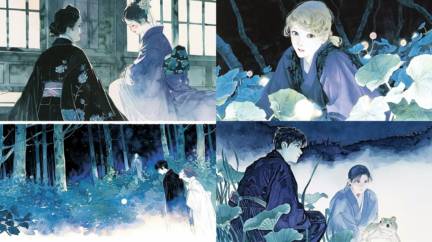 Ethereal Watercolor Dreamscape with a Touch of Edo-period Japan - Midjourney sref style
