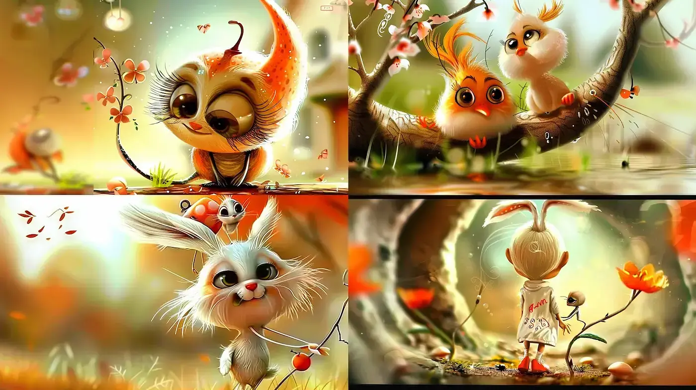 Playful and Whimsical Digital Art with a Pastoral Essence - Midjourney sref style