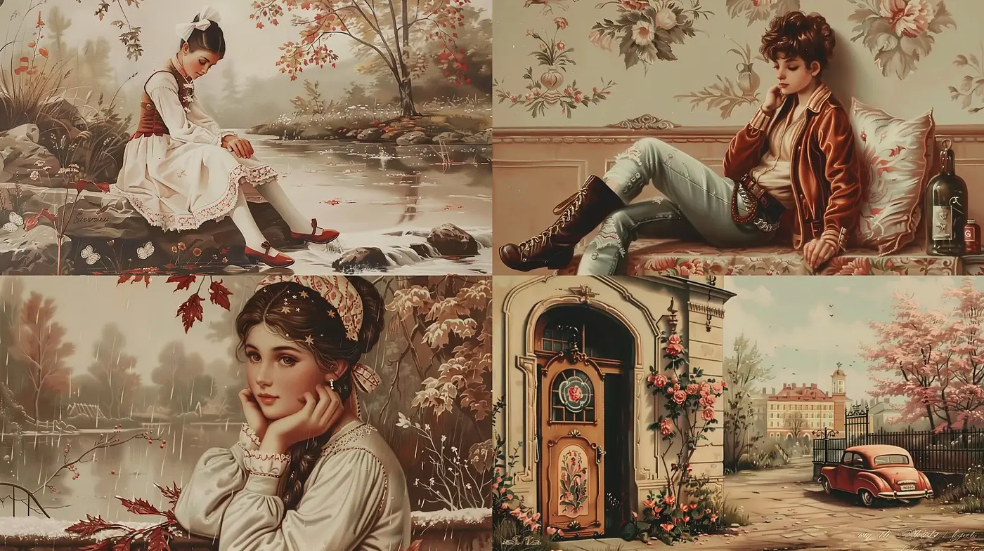 Nostalgic Pastoral Elegance with a Romantic Art Influence - Midjourney sref style