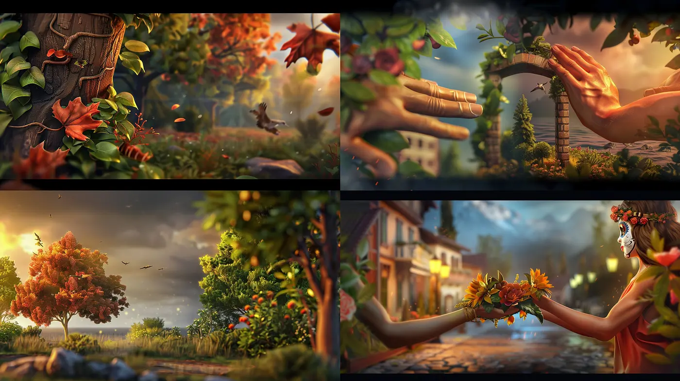 Harmonious Dance of Warm Tones and Soft Lighting in a Pastoral Dream - Midjourney sref style
