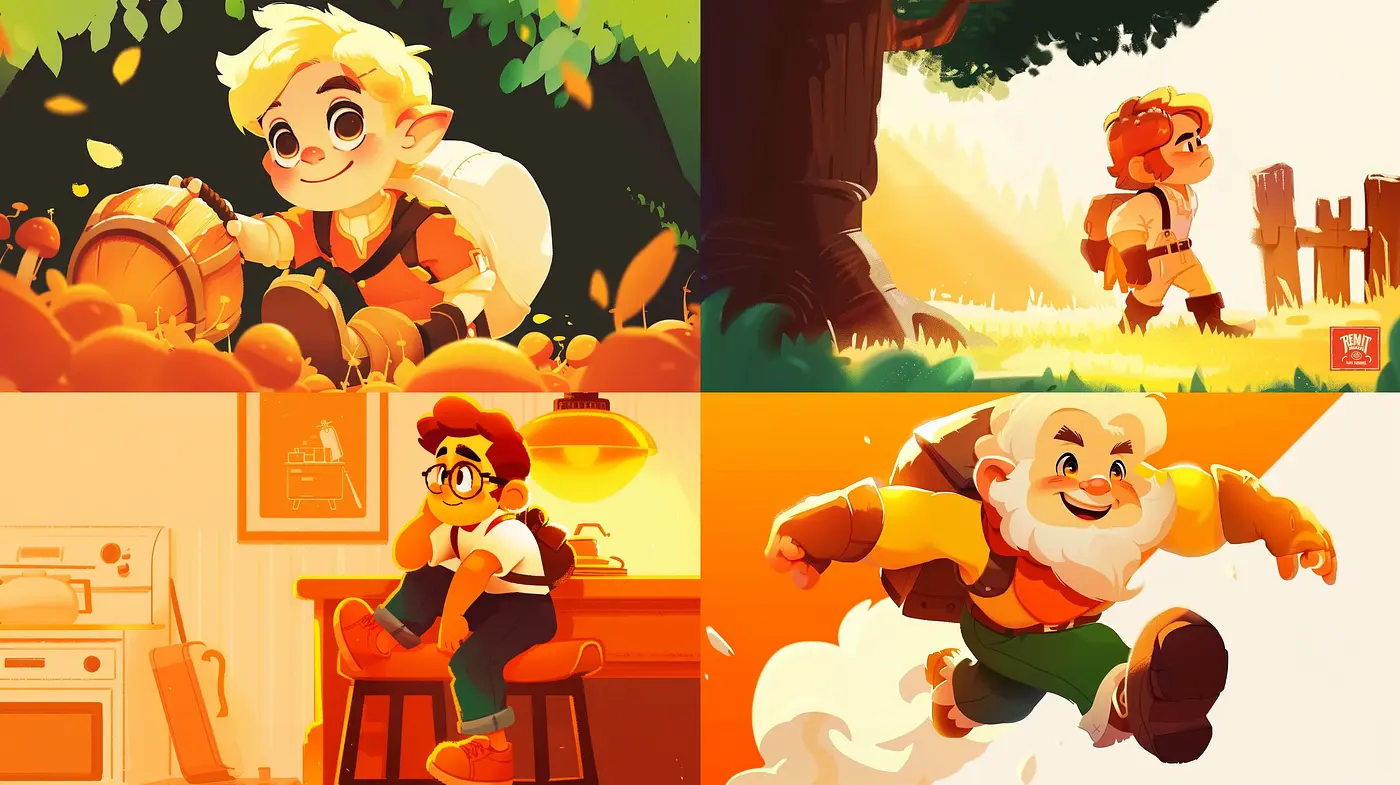 Warm and Luminous Storybook Illustration Style with Vivid Hues - Midjourney sref style
