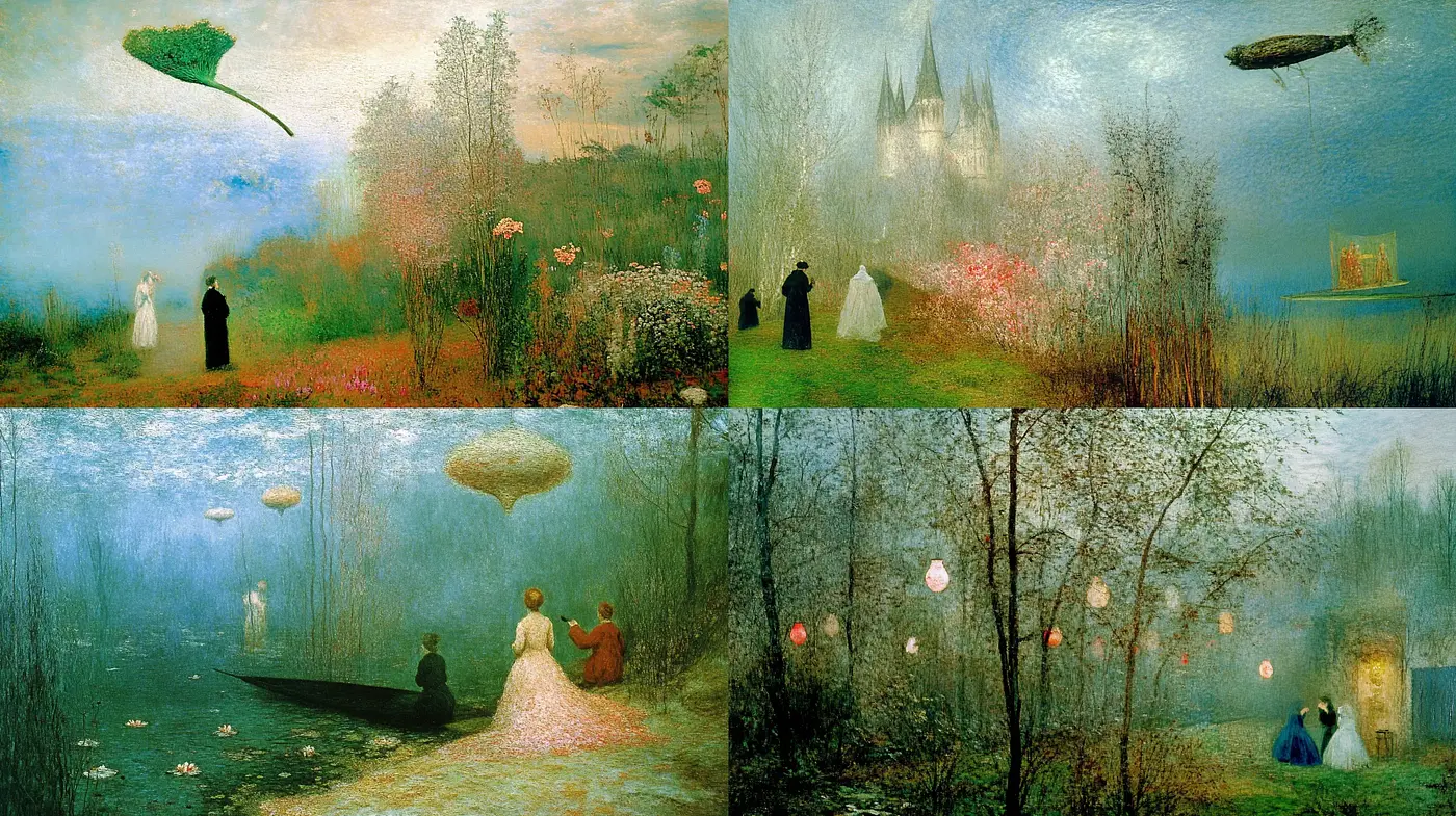Ethereal Dreamscapes: A Study in Misty Hues and Vintage Pastoral Elegance - Midjourney sref style