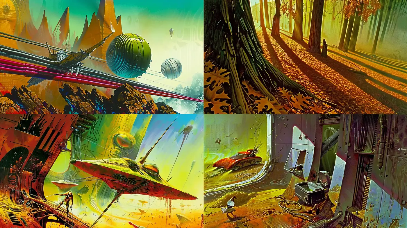 Surrealistic Sci-Fi Landscape Fusion - Midjourney sref style