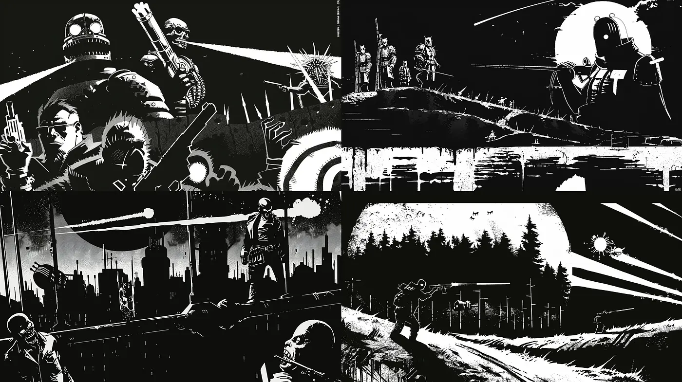 Noir-Inspired Monochromatic Cinematic Expression - Midjourney sref style