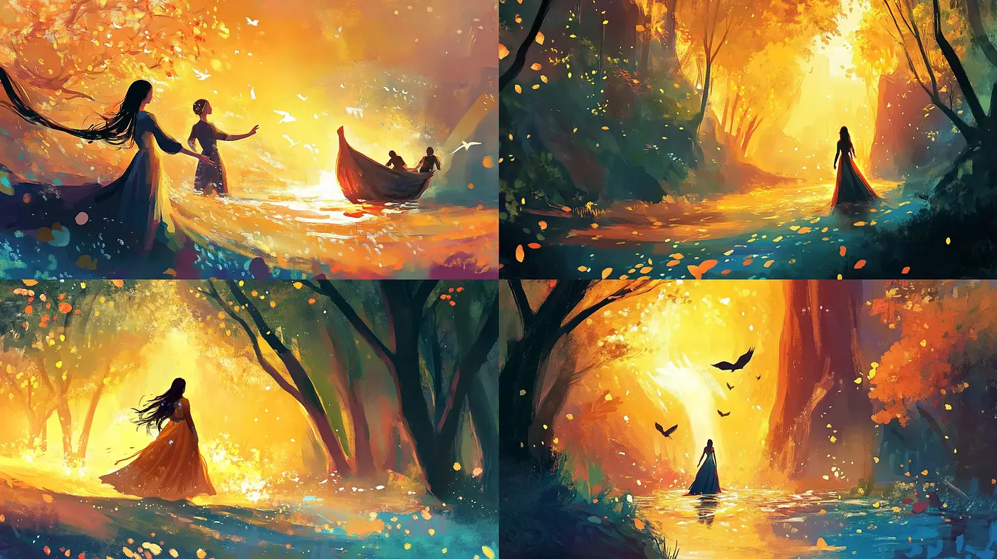 Autumn Twilight: A Mythical Tapestry of Warm Hues and Enchanting Light - Midjourney sref style