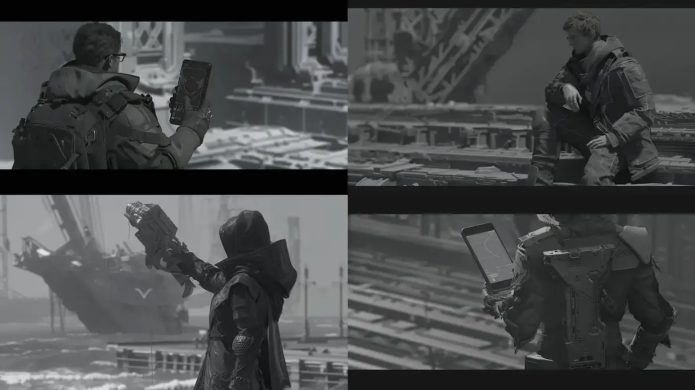 Futuristic and Gritty Cyberpunk Aesthetic with Monochrome Themes - Midjourney sref style