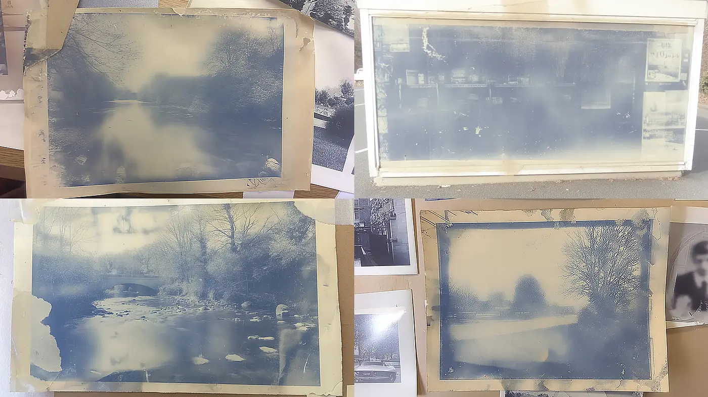 Ethereal Cyanotype Imagery Evoking Tranquility and Reflection - Midjourney sref style