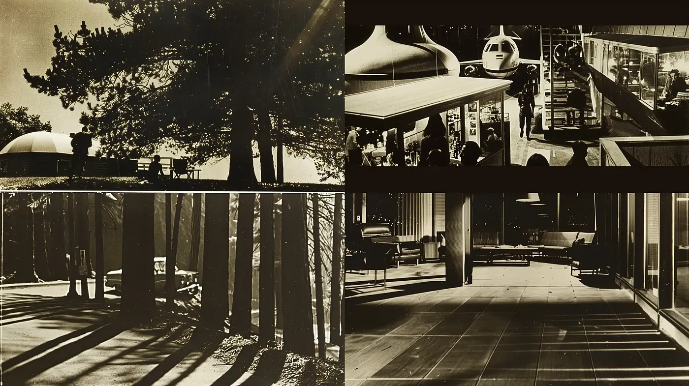 Monochromatic Sepia Homage to Mid-Century Modernity - Midjourney sref style