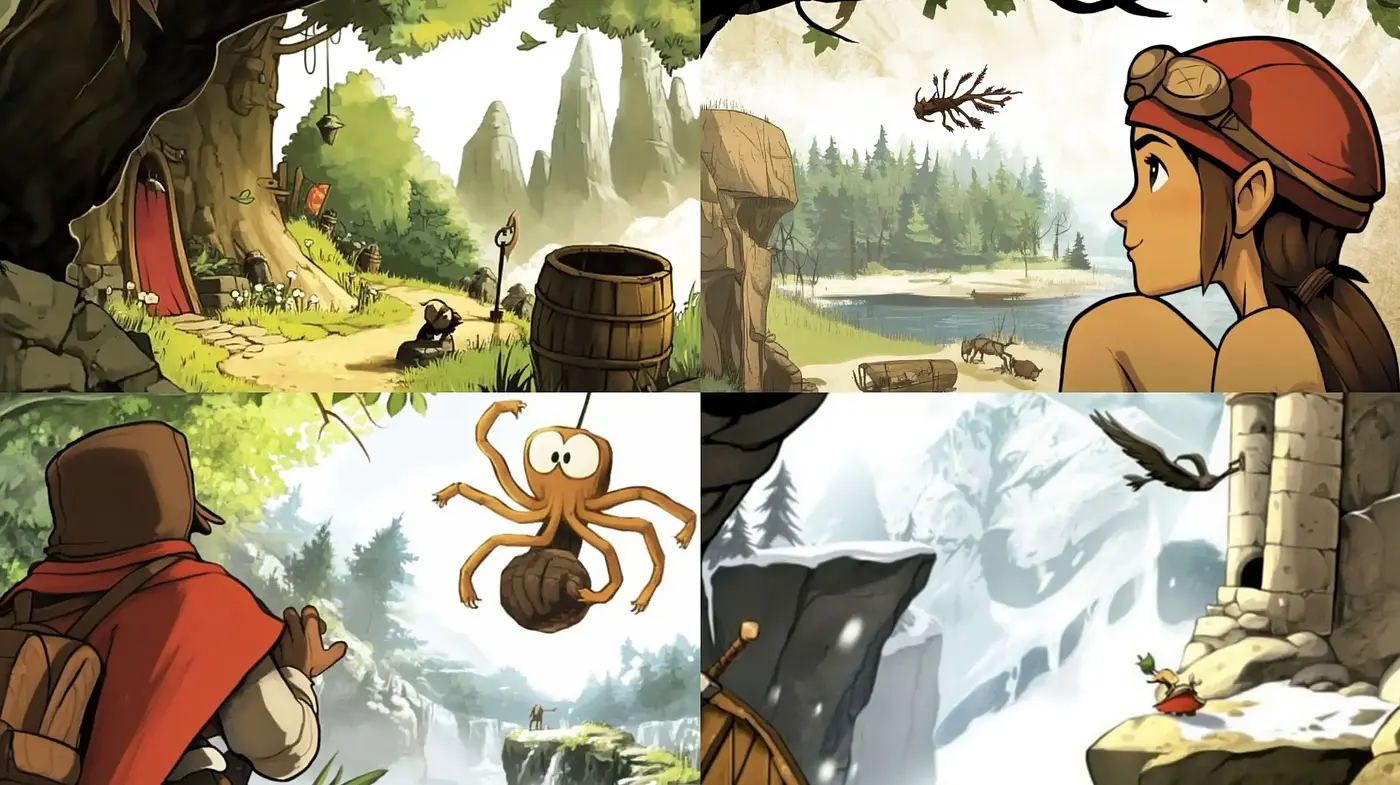 Enchanted Wilderness Adventure Illustrations - Midjourney sref style