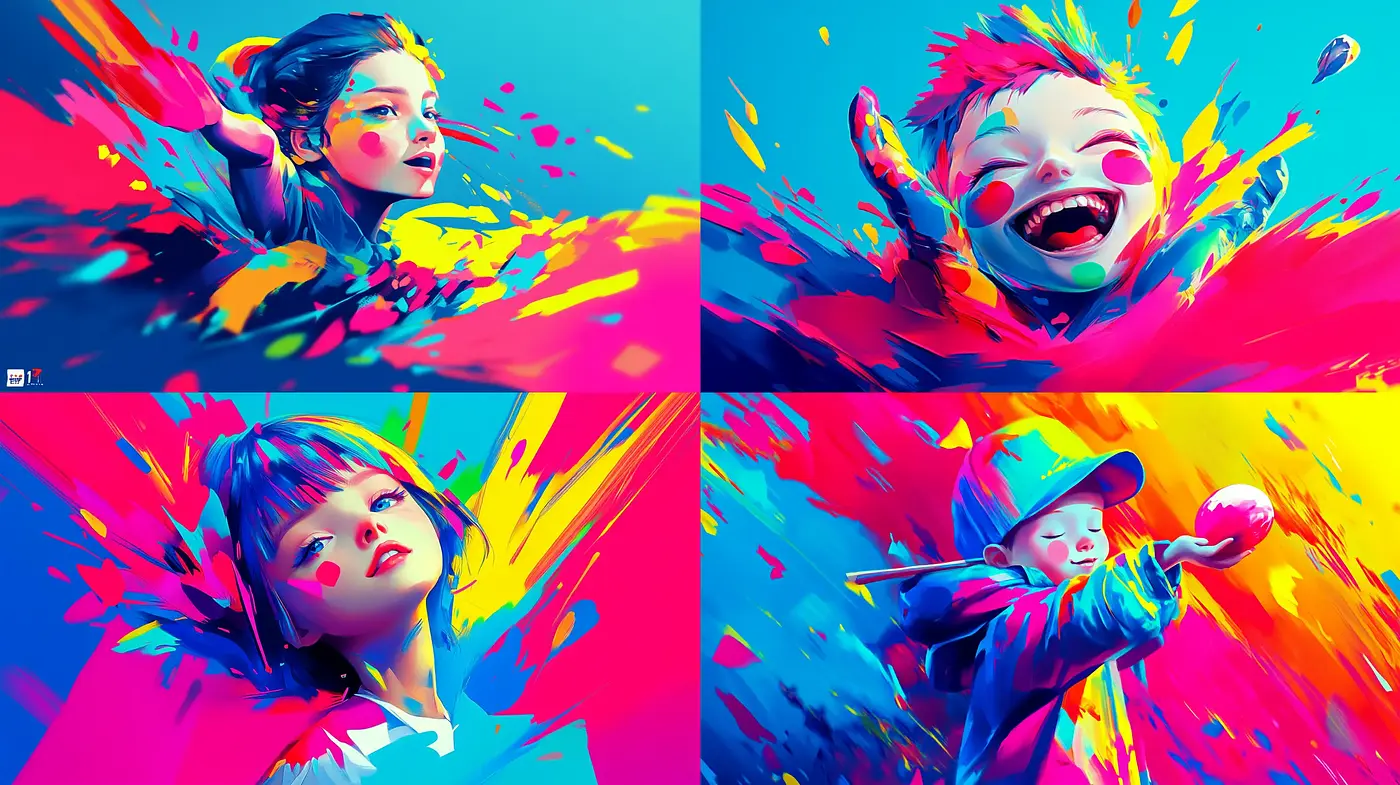Explosion of Chromatic Euphoria: A Vivid Dynamic Art Style - Midjourney sref style