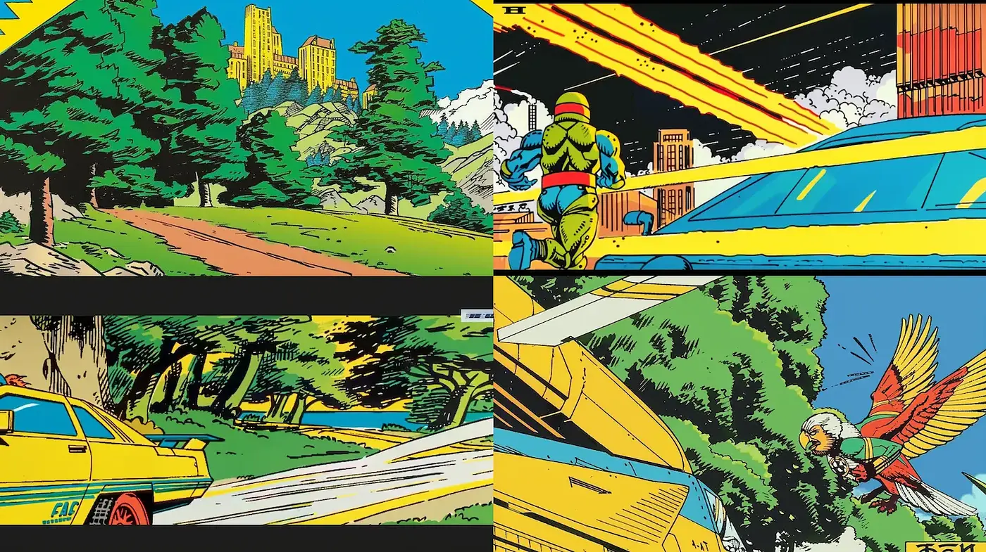Vibrant comic book style with dynamic cartoon elements - Midjourney sref style