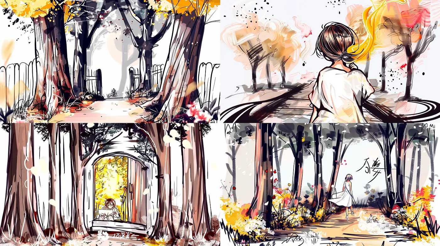 Ephemeral Brushstrokes: A Harmony of Autumnal Hues and Expressive Ink - Midjourney sref style