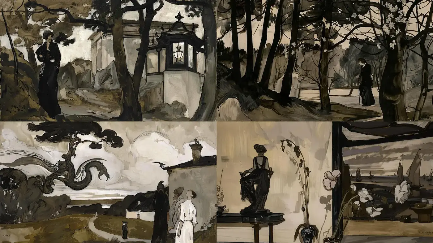 Elegant Representation of Nature and Humanity with a Nostalgic Elegance - Midjourney sref style