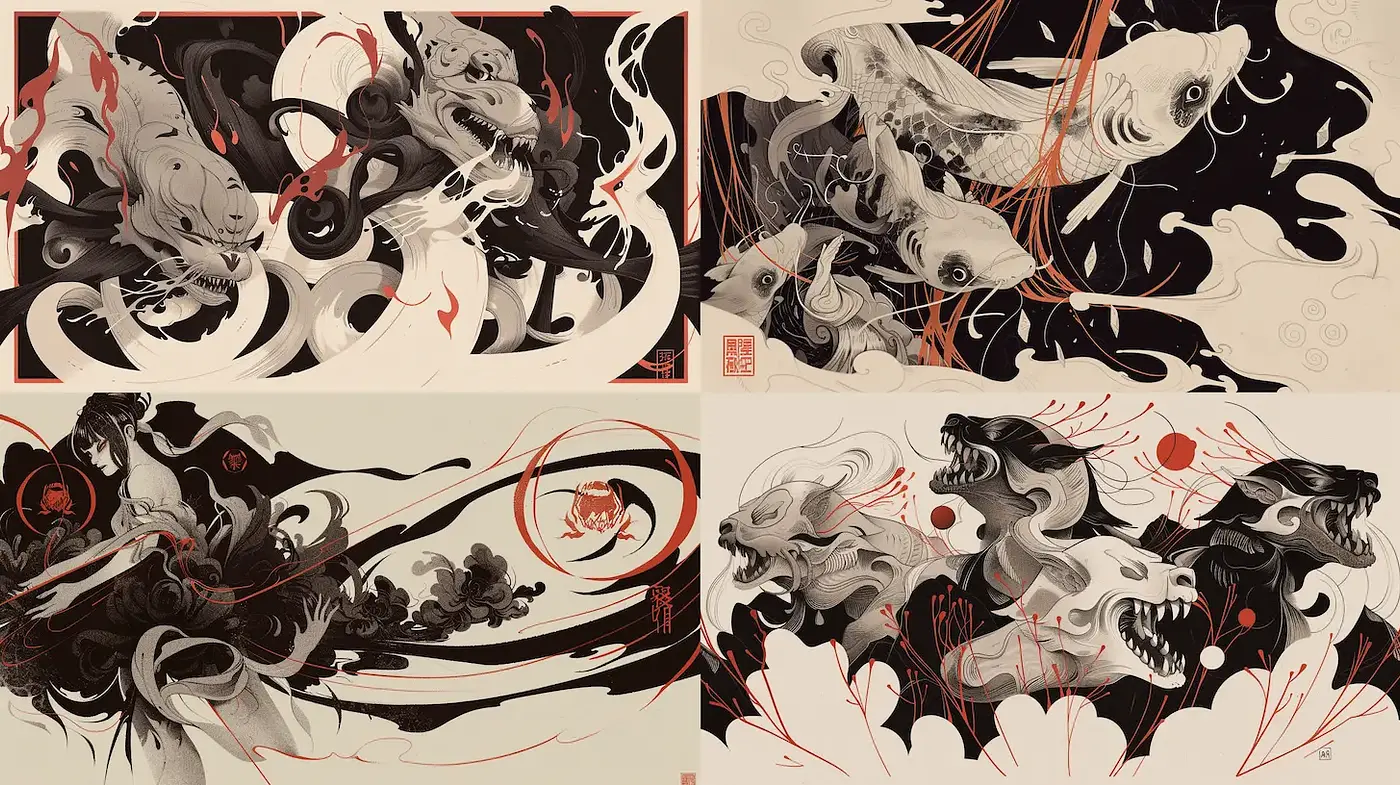 Elegant blend of traditional and contemporary Asian-inspired aesthetics - Midjourney sref style