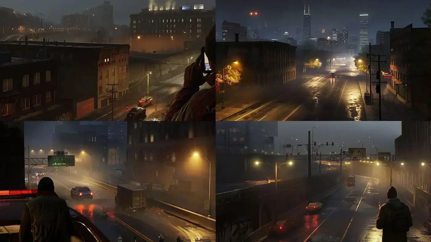Nocturnal Urban Solitude in Subdued Hues - Midjourney sref style