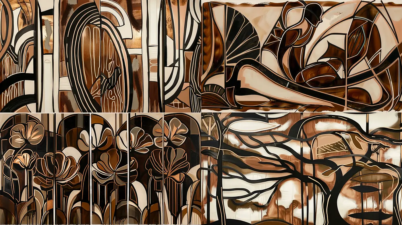 Sepia-Toned Stylized Nature Symphony - Midjourney sref style