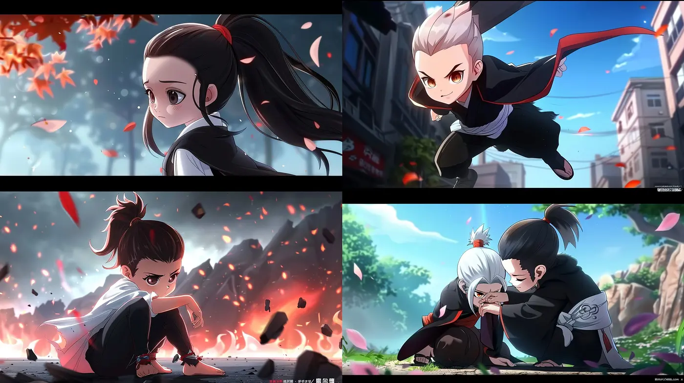 Dynamic Anime-Inspired Action with Vivid Contrast and Emotional Intensity - Midjourney sref style