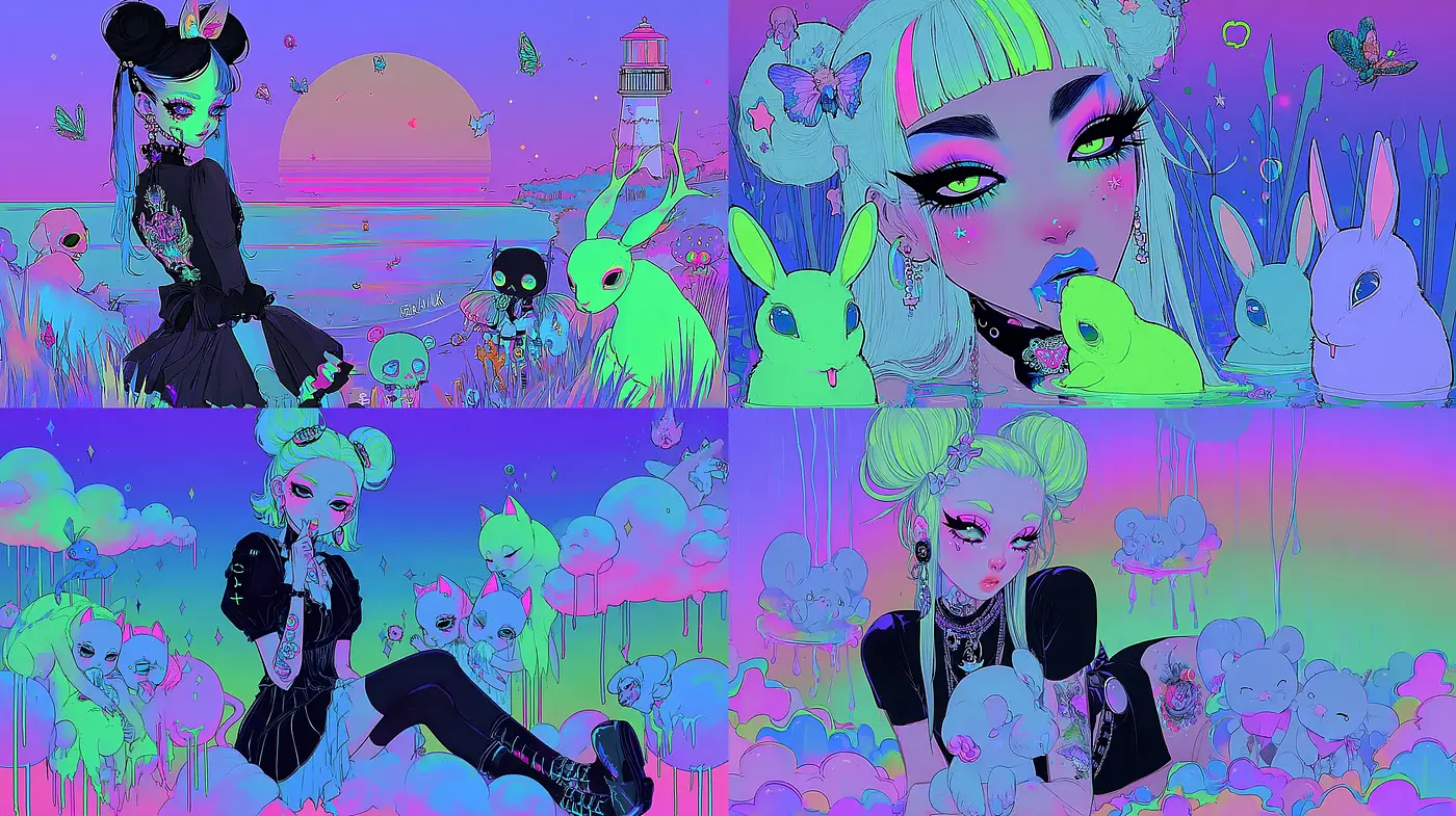 Vibrant and Dreamy Aesthetic with Whimsical Elements - Midjourney sref style